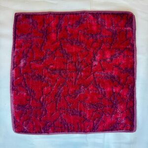 YSL - 9.5" x 9.5" - Yves Saint Laurent Red and Purple Hand Towel